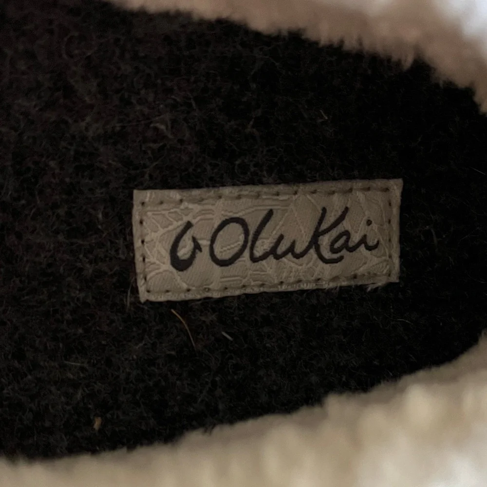 OluKai Women's Tan Suede Moccasins with Cream Fleece Lining - Picture 2 of 6